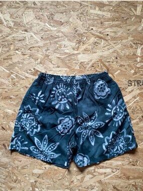 Men's Vintage R&R Sports Forest Green Floral Print Swim/Beach Shorts